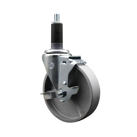 Service Caster 5'' Semi Steel Swivel 1-1/8'' Expanding Stem Caster with Brake SCC-EX20S514-SSS-TLB-118